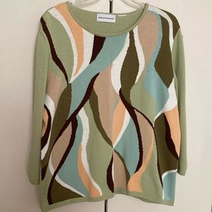 Alfred Dunner Women’s Sweater Size XL Long Sleeve Green and multicolor design.